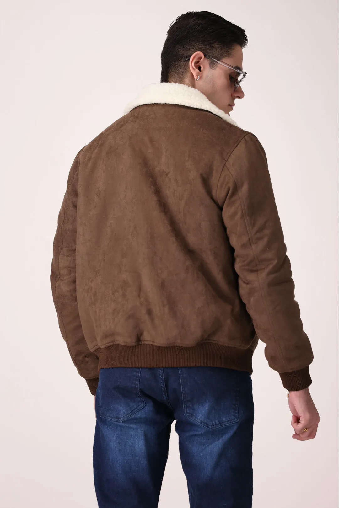 SUEDE JACKET WITH SHERPA LINING
