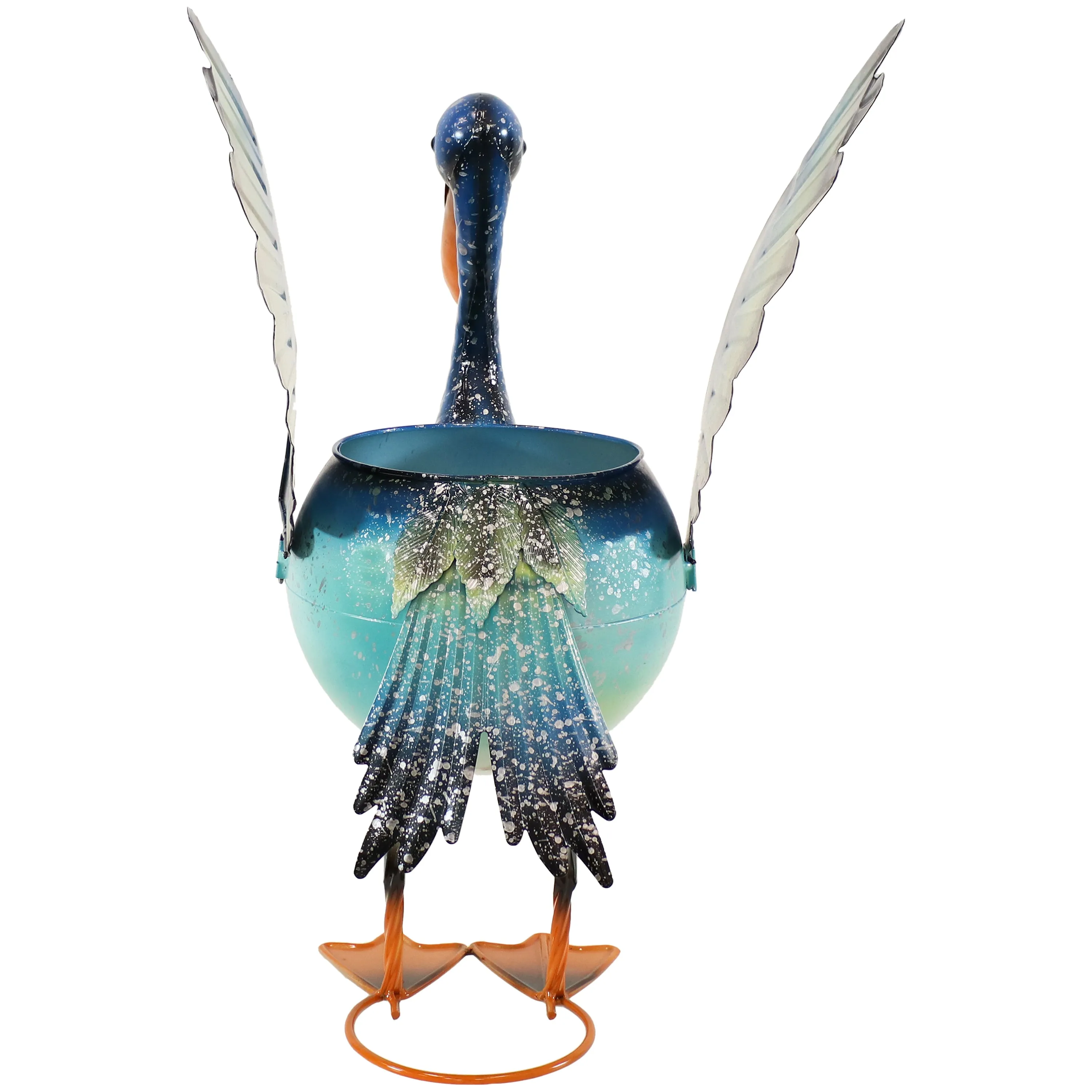 Sunnydaze Pierre the Flying Pelican Metal Statue with Planter - 20.75"