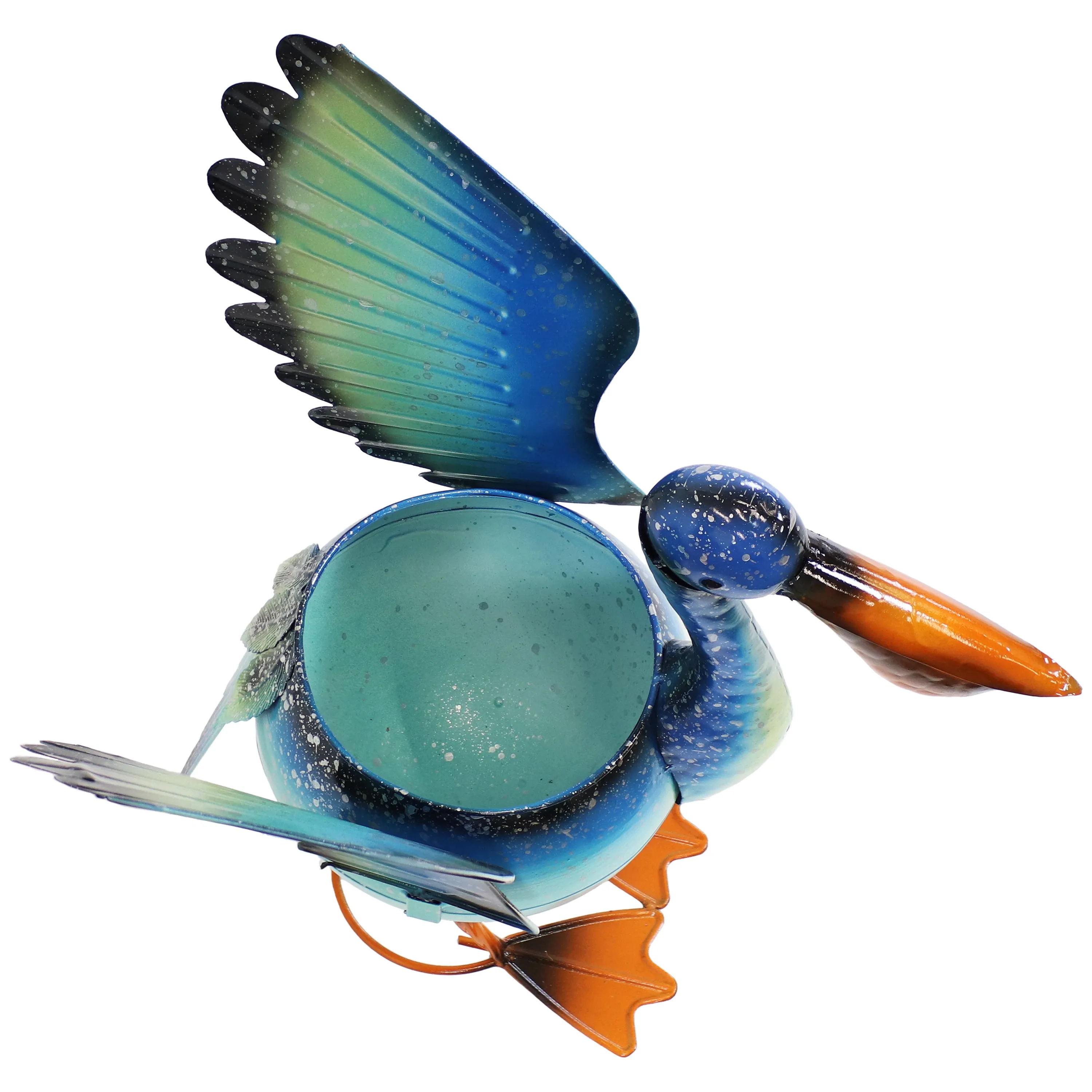 Sunnydaze Pierre the Flying Pelican Metal Statue with Planter - 20.75"