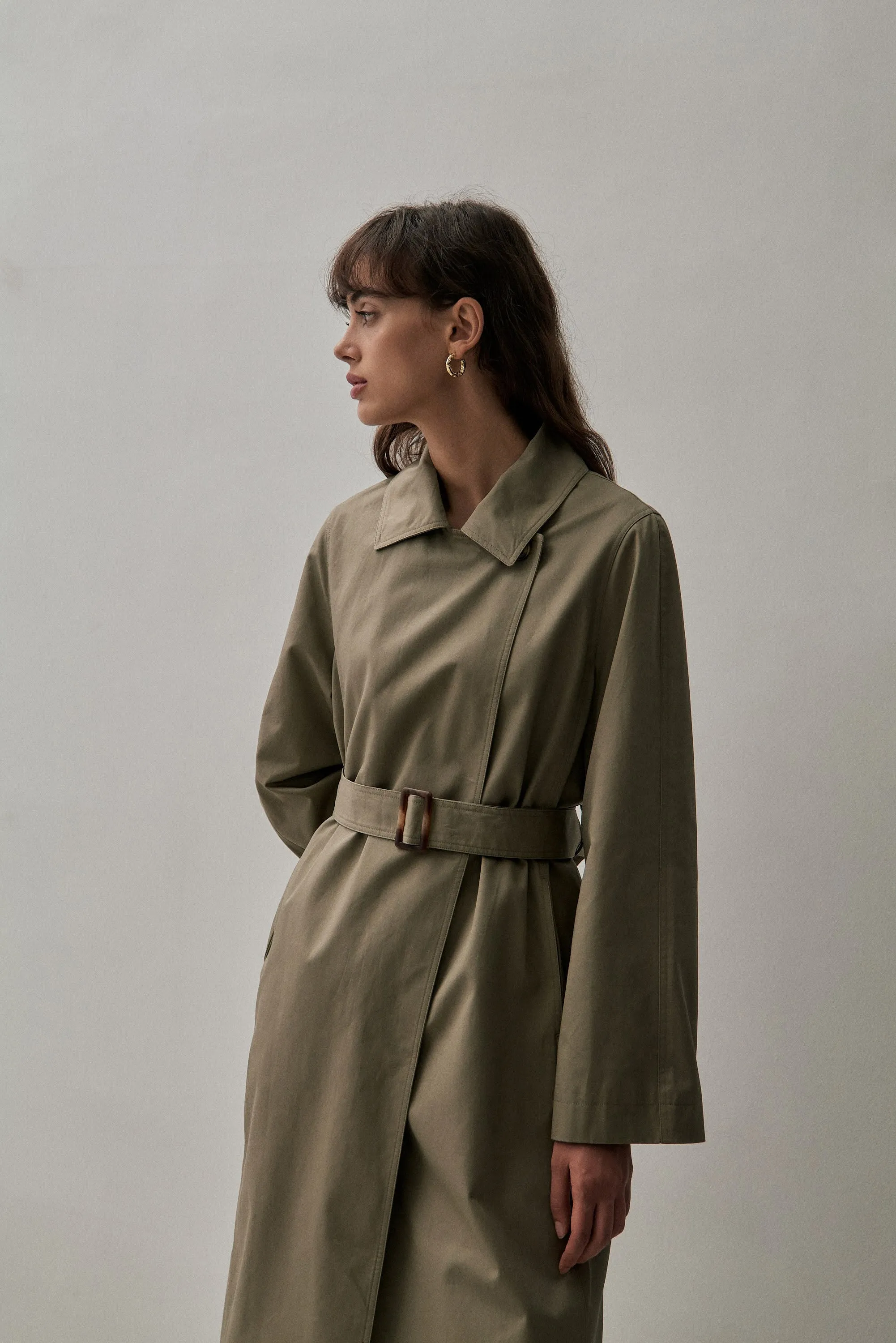 THE TAILORED TRENCH - SAGE GREEN