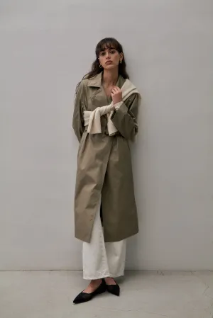THE TAILORED TRENCH - SAGE GREEN