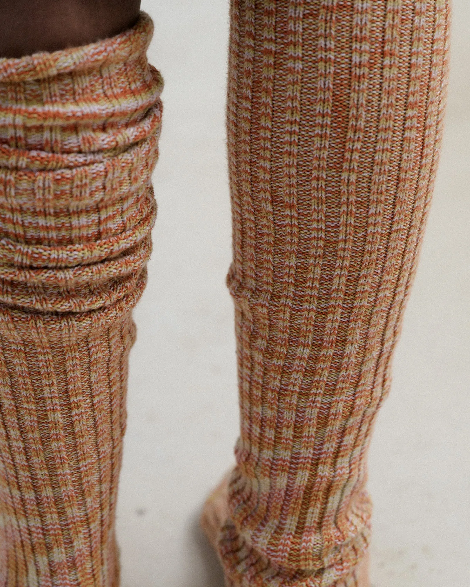 Twisted Overknee Socks - Organic Cotton - Orange Multicolored