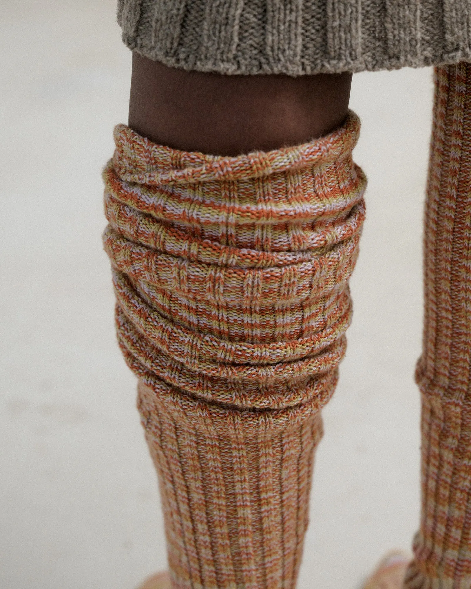 Twisted Overknee Socks - Organic Cotton - Orange Multicolored