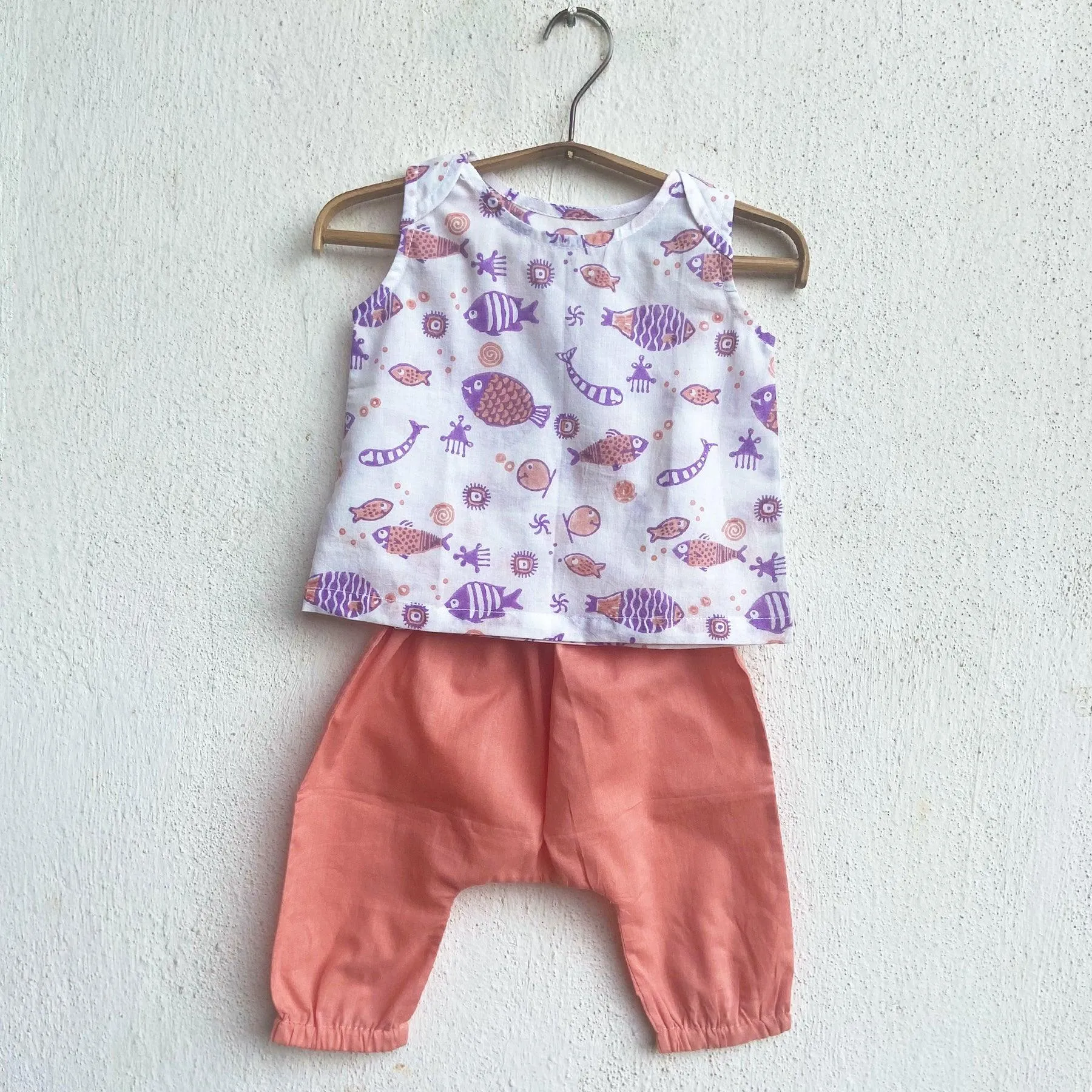 UNISEX ORGANIC KOI PEACH JHABLA WITH PEACH PANTS