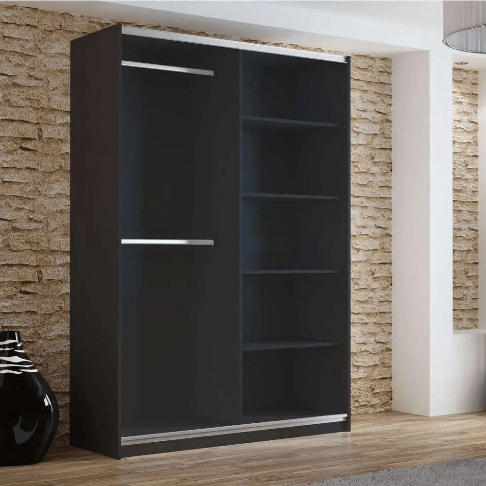Wardrobe Tokyo 150cm Black Mirror