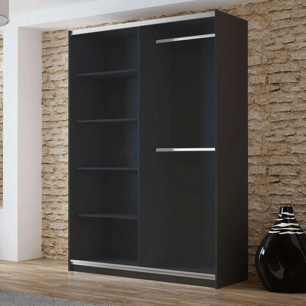 Wardrobe Tokyo 150cm Black Mirror