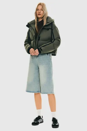 Winter Quilted Hooded Cropped Puffer Jacket