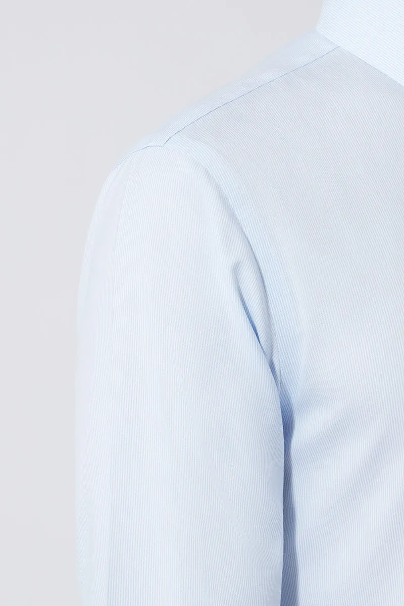 Wrinkle-Free Pinpoint Oxford Dress Shirt | Light Blue Stripes 1581NZ